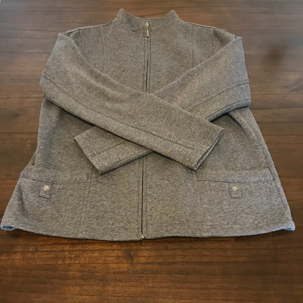 Northern Reflections Grey Zippered Fleece Jacket-Medium
